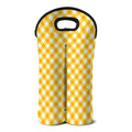 Honey Yellow And White Gingham Print Double Neoprene Wine Tote