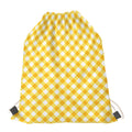 Honey Yellow And White Gingham Print Drawstring Bag