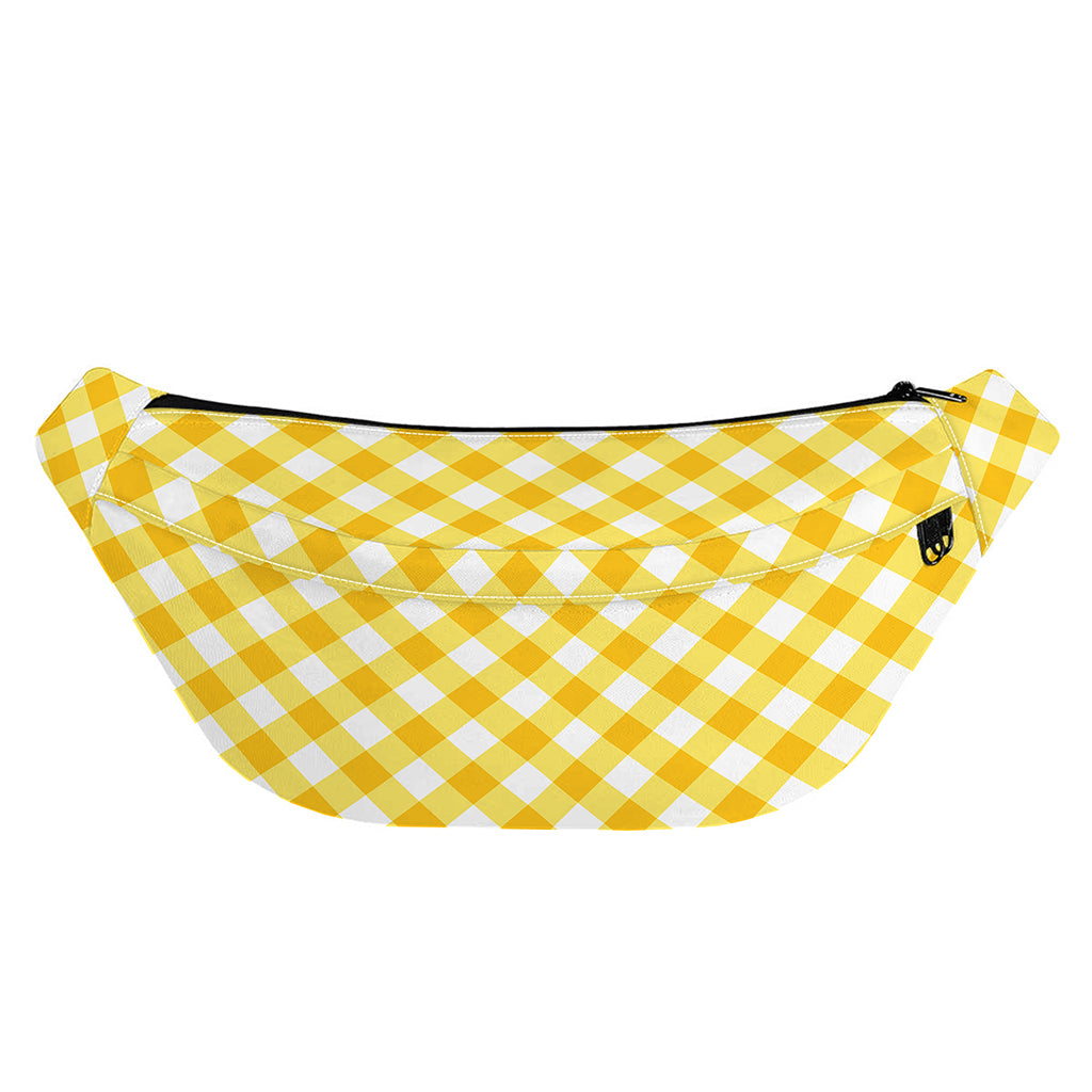 Honey Yellow And White Gingham Print Fanny Pack