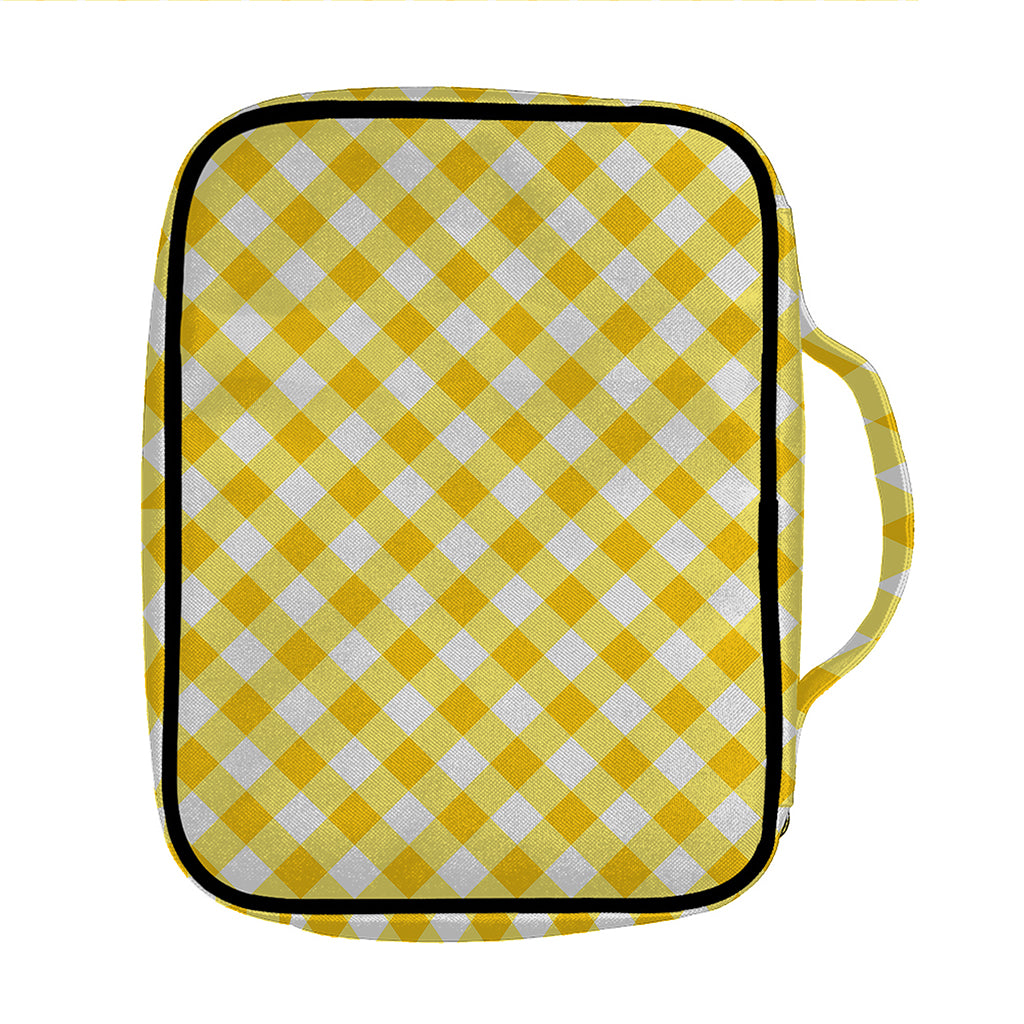 Honey Yellow And White Gingham Print Front Pocket Bible Bag
