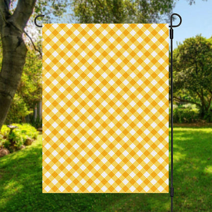 Honey Yellow And White Gingham Print Garden Flag