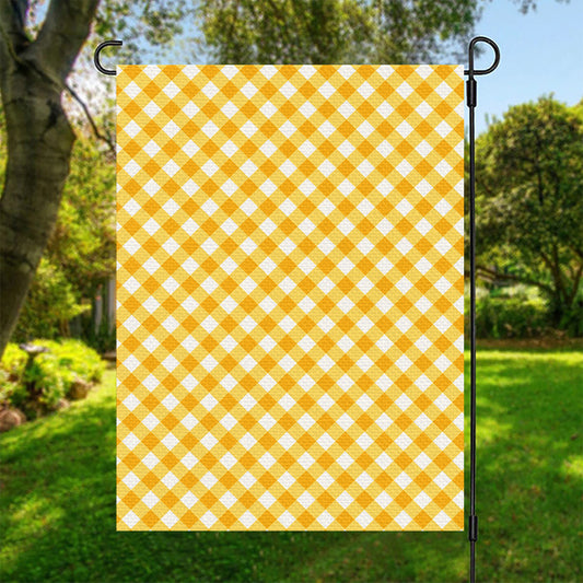 Honey Yellow And White Gingham Print Garden Flag