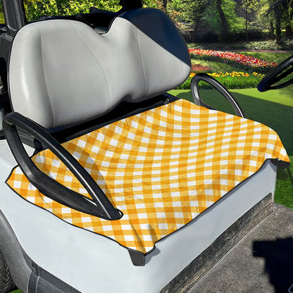 Honey Yellow And White Gingham Print Golf Cart Seat Cover