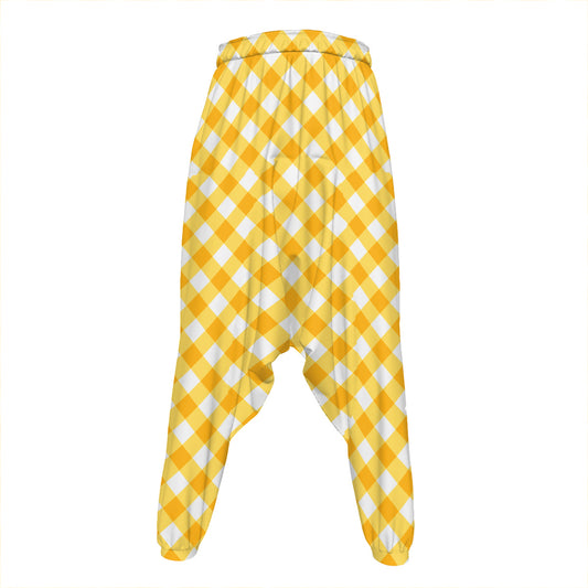 Honey Yellow And White Gingham Print Hammer Pants
