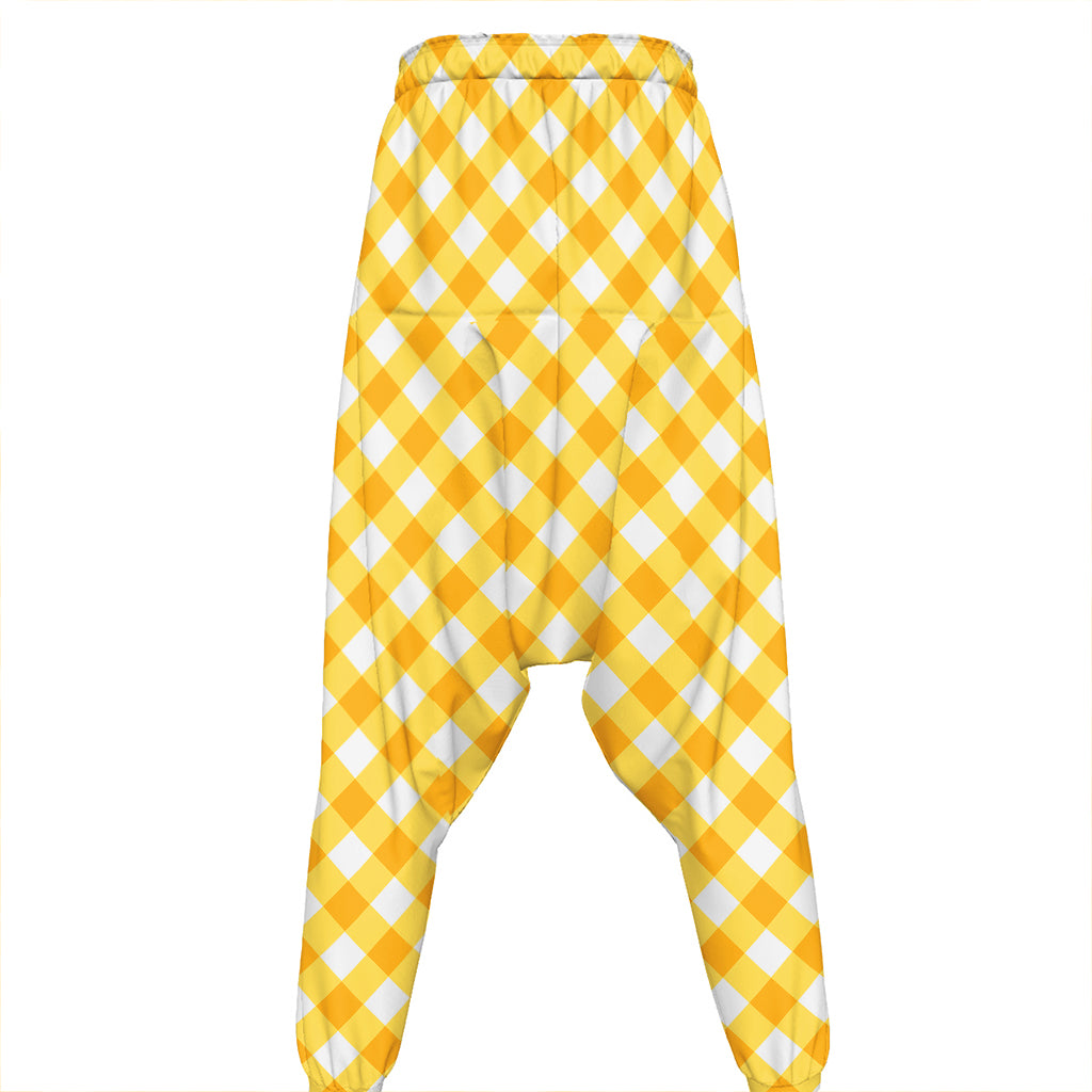 Honey Yellow And White Gingham Print Hammer Pants