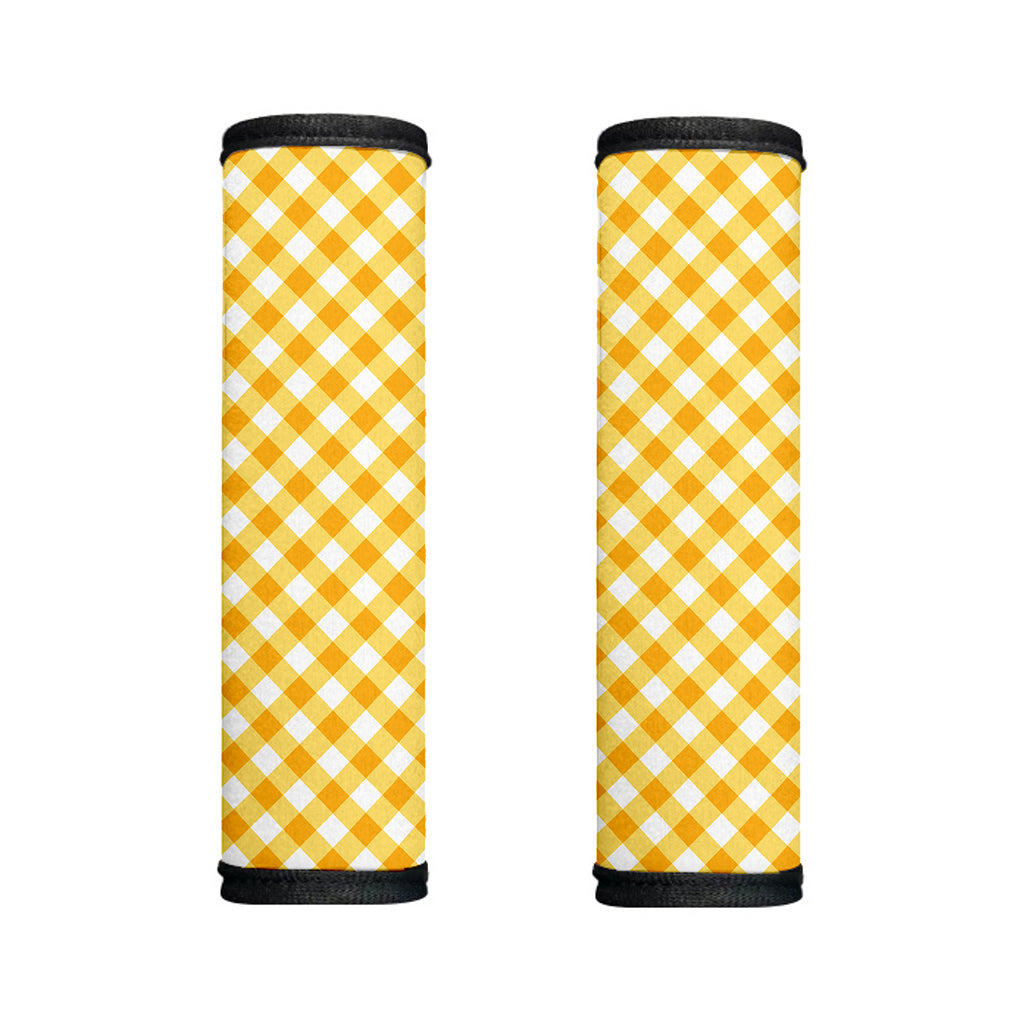 Honey Yellow And White Gingham Print Handle Covers