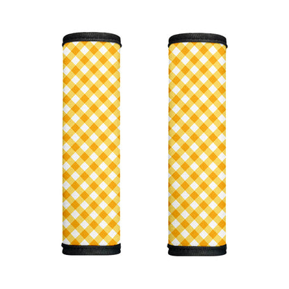 Honey Yellow And White Gingham Print Handle Covers