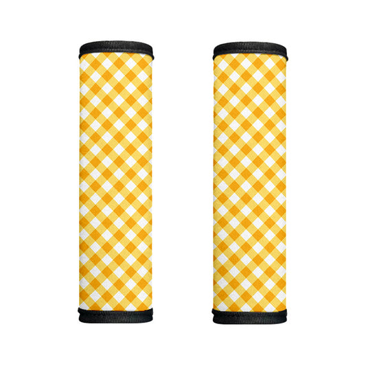 Honey Yellow And White Gingham Print Handle Covers