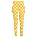 Honey Yellow And White Gingham Print High-Waisted Pocket Leggings
