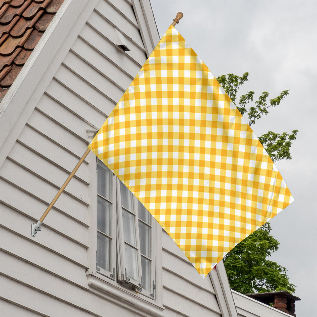 Honey Yellow And White Gingham Print House Flag