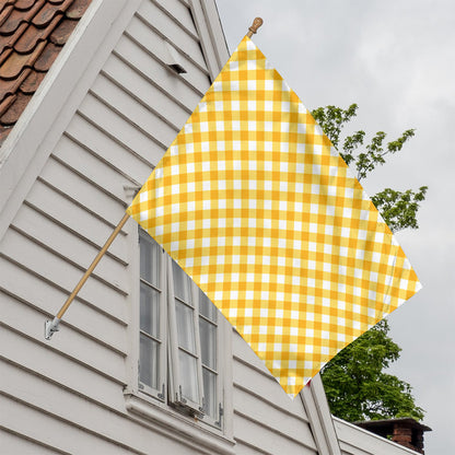 Honey Yellow And White Gingham Print House Flag