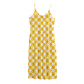 Honey Yellow And White Gingham Print Jersey Midi Cami Dress