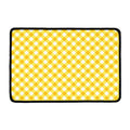 Honey Yellow And White Gingham Print Kitchen Mat