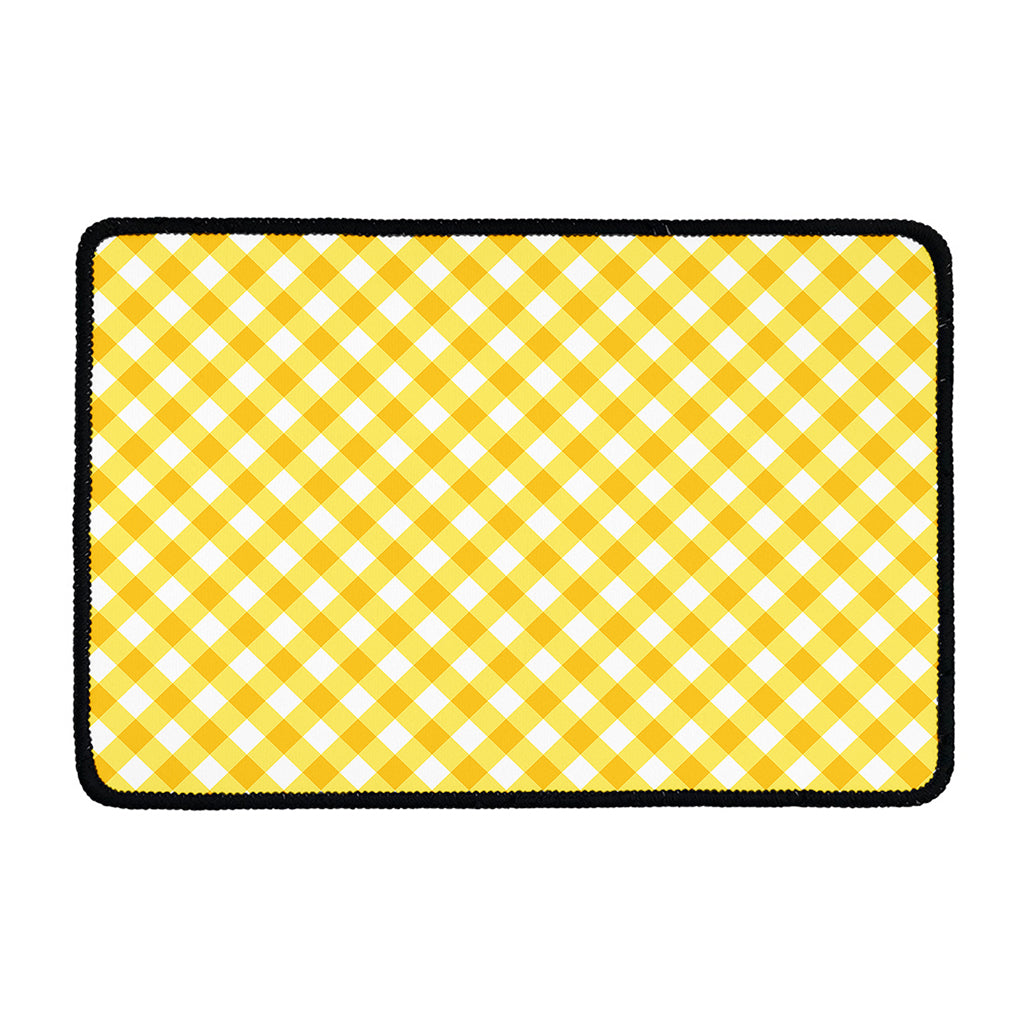 Honey Yellow And White Gingham Print Kitchen Mat
