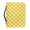 Honey Yellow And White Gingham Print Leather Bible Cover