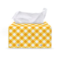 Honey Yellow And White Gingham Print Leather Tissue Box Cover