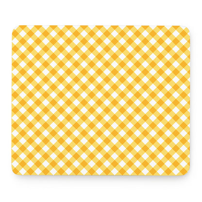 Honey Yellow And White Gingham Print Mouse Pad