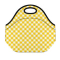 Honey Yellow And White Gingham Print Neoprene Lunch Bag