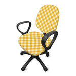 Honey Yellow And White Gingham Print Office Chair Cover