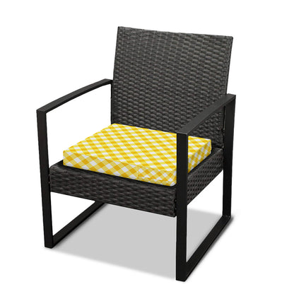 Honey Yellow And White Gingham Print Outdoor Seat Cushion Cover