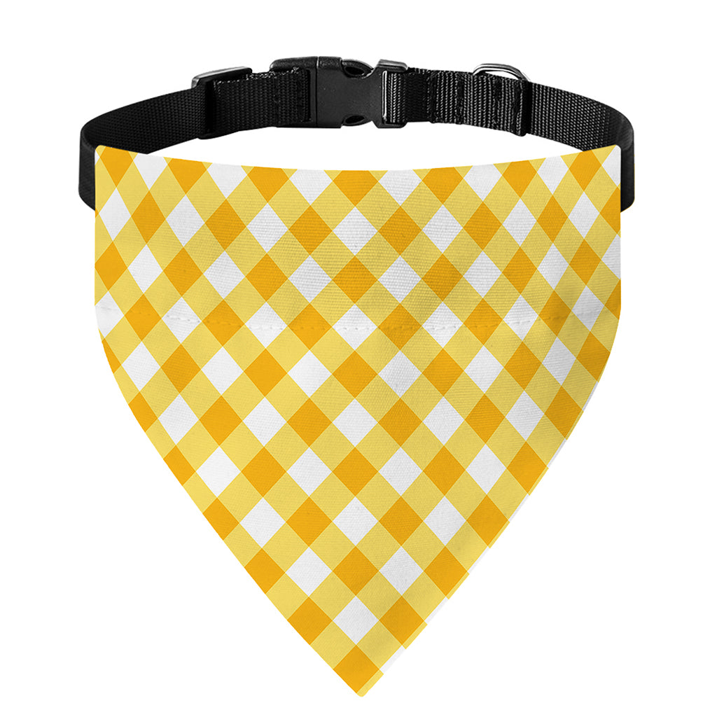 Honey Yellow And White Gingham Print Over The Collar Dog Bandana