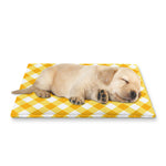 Honey Yellow And White Gingham Print Pet Cooling Mat Cover