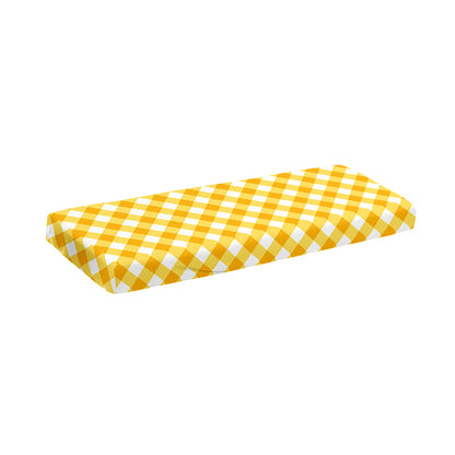 Honey Yellow And White Gingham Print Piano Keyboard Cover