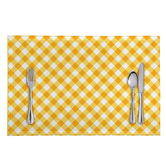 Honey Yellow And White Gingham Print Placemat