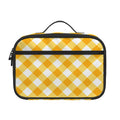 Honey Yellow And White Gingham Print Portable Lunch Bag