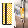 Honey Yellow And White Gingham Print Refrigerator Handle Covers