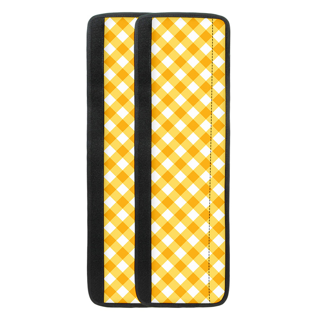 Honey Yellow And White Gingham Print Refrigerator Handle Covers