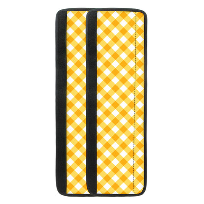 Honey Yellow And White Gingham Print Refrigerator Handle Covers