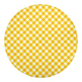 Honey Yellow And White Gingham Print Round Blanket