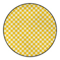 Honey Yellow And White Gingham Print Round Floor Mat