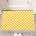 Honey Yellow And White Gingham Print Rubber Doormat