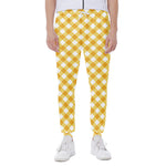 Honey Yellow And White Gingham Print Scuba Joggers