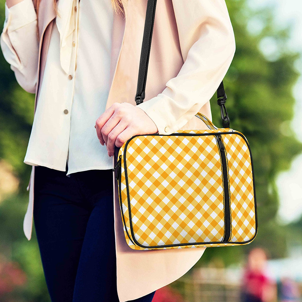 Honey Yellow And White Gingham Print Shoulder Strap Bible Bag