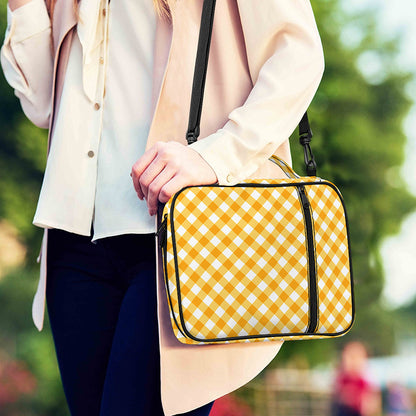 Honey Yellow And White Gingham Print Shoulder Strap Bible Bag