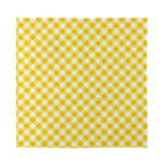 Honey Yellow And White Gingham Print Silk Bandana
