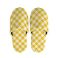 Honey Yellow And White Gingham Print Slippers