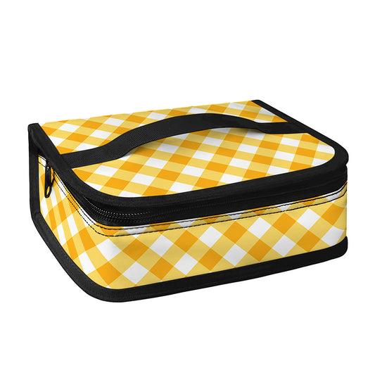 Honey Yellow And White Gingham Print Small Lunch Bag