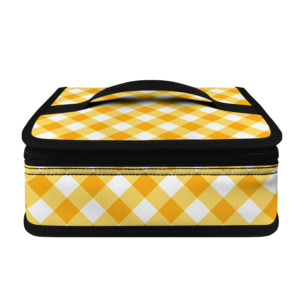 Honey Yellow And White Gingham Print Small Lunch Bag