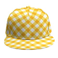 Honey Yellow And White Gingham Print Snapback Cap