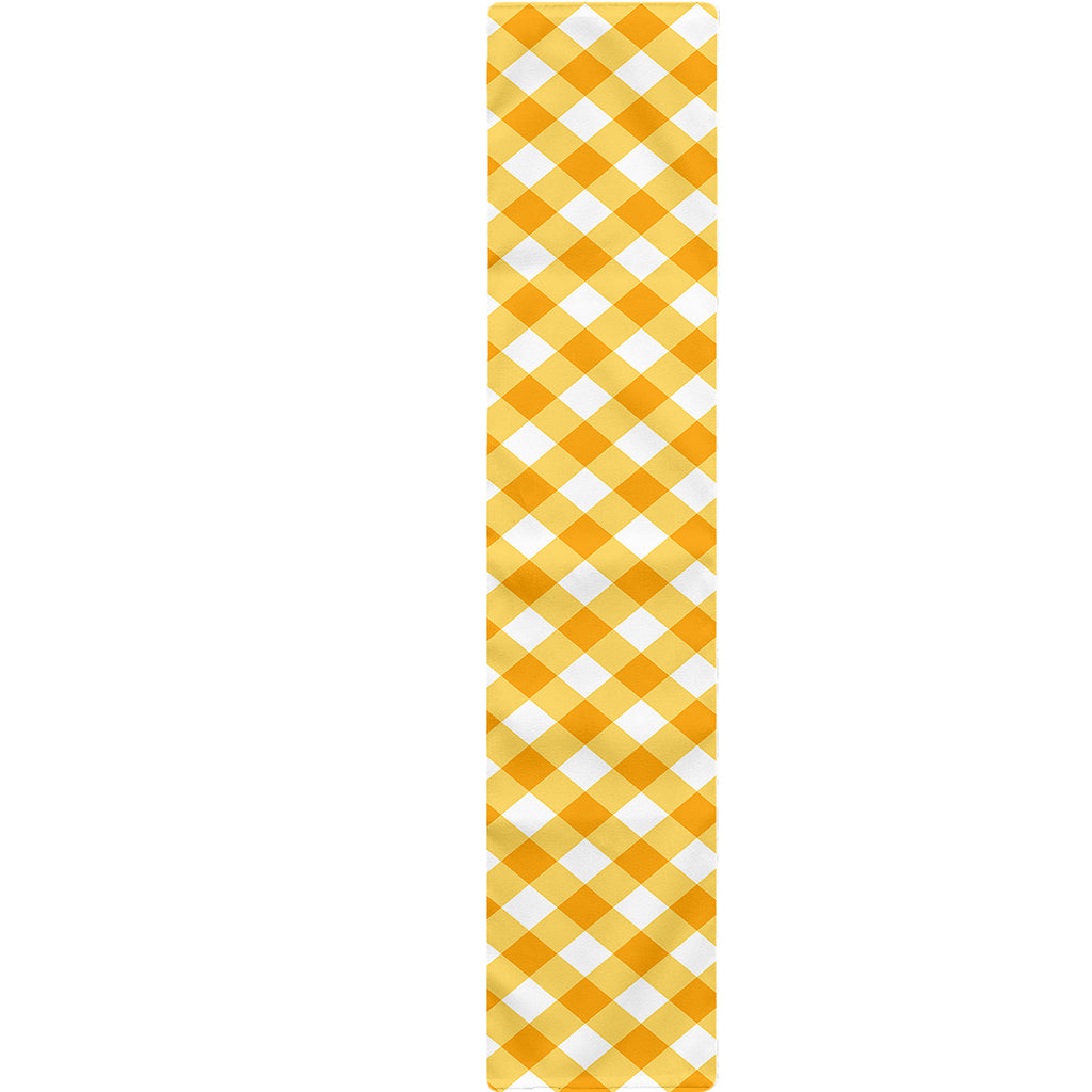 Honey Yellow And White Gingham Print Table Runner