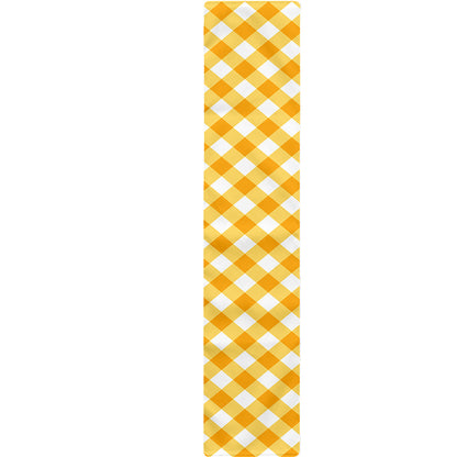 Honey Yellow And White Gingham Print Table Runner
