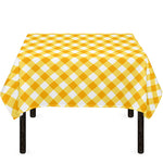 Honey Yellow And White Gingham Print Tablecloth
