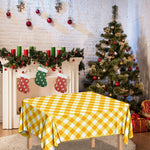 Honey Yellow And White Gingham Print Tablecloth