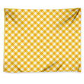 Honey Yellow And White Gingham Print Tapestry