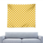 Honey Yellow And White Gingham Print Tapestry