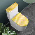 Honey Yellow And White Gingham Print Toilet Lid And Tank Cover Set